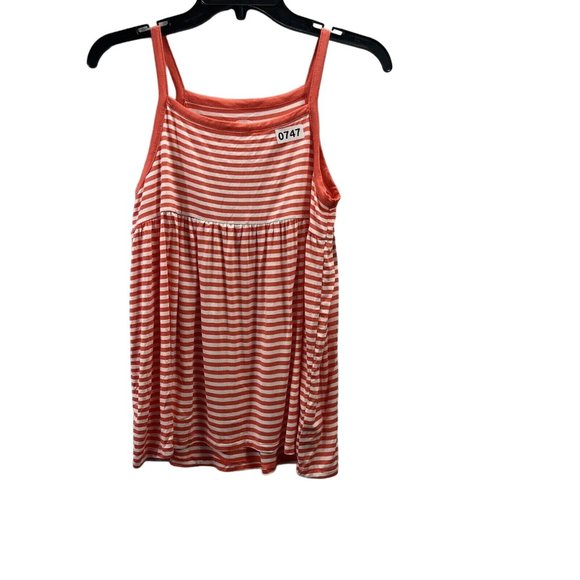 Old Navy Girls Orange and  White Stripe Tank Top Size L (12-14)Sleeveless - Picture 1 of 9